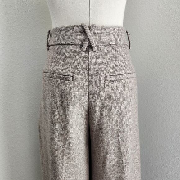 Banana Republic High Rise Straight Leg Beige Herringbone Wool Blend Trouser Pant - Picture 8 of 14